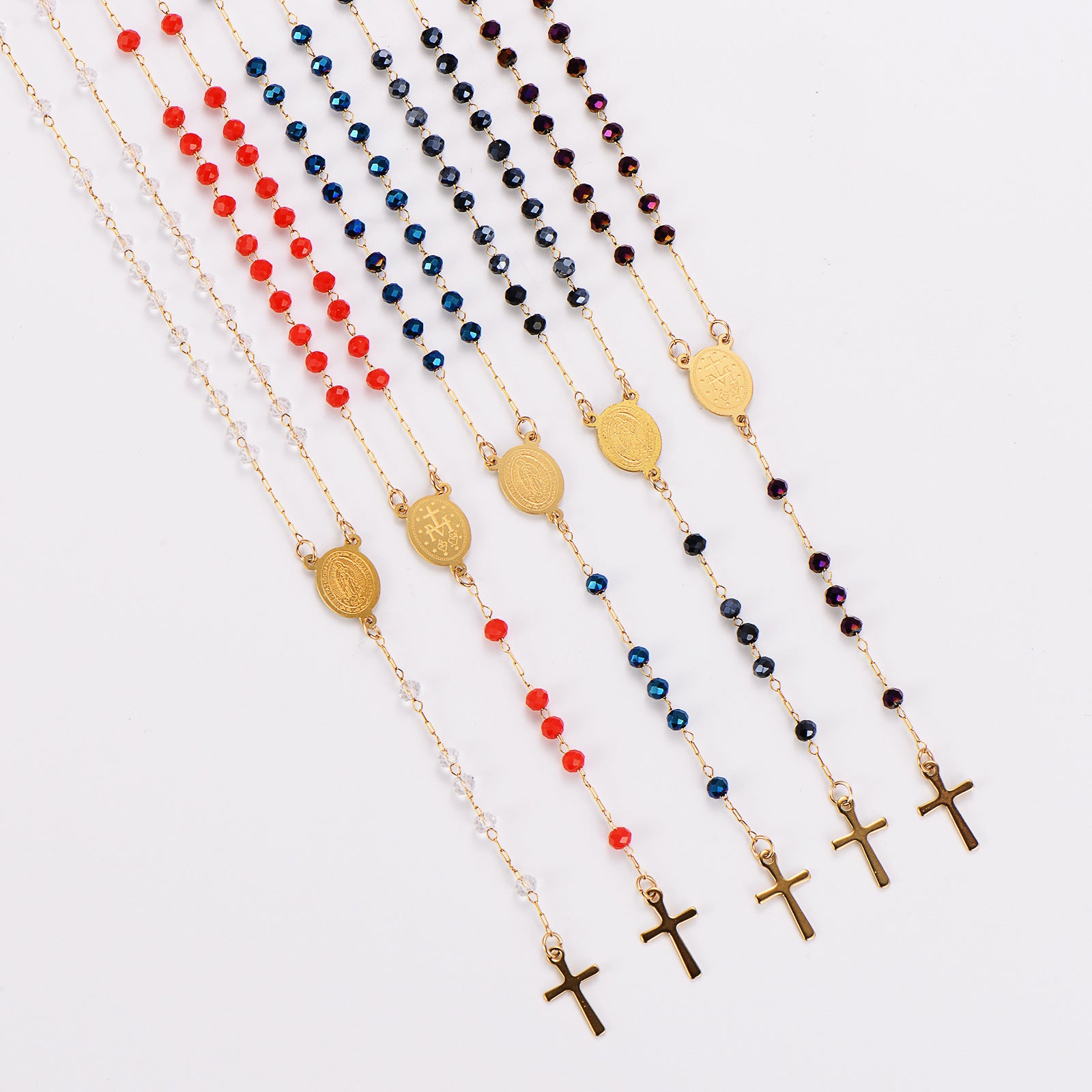 Aml Niche Personality Cross Portrait Round Pendant Stainless Steel Necklace