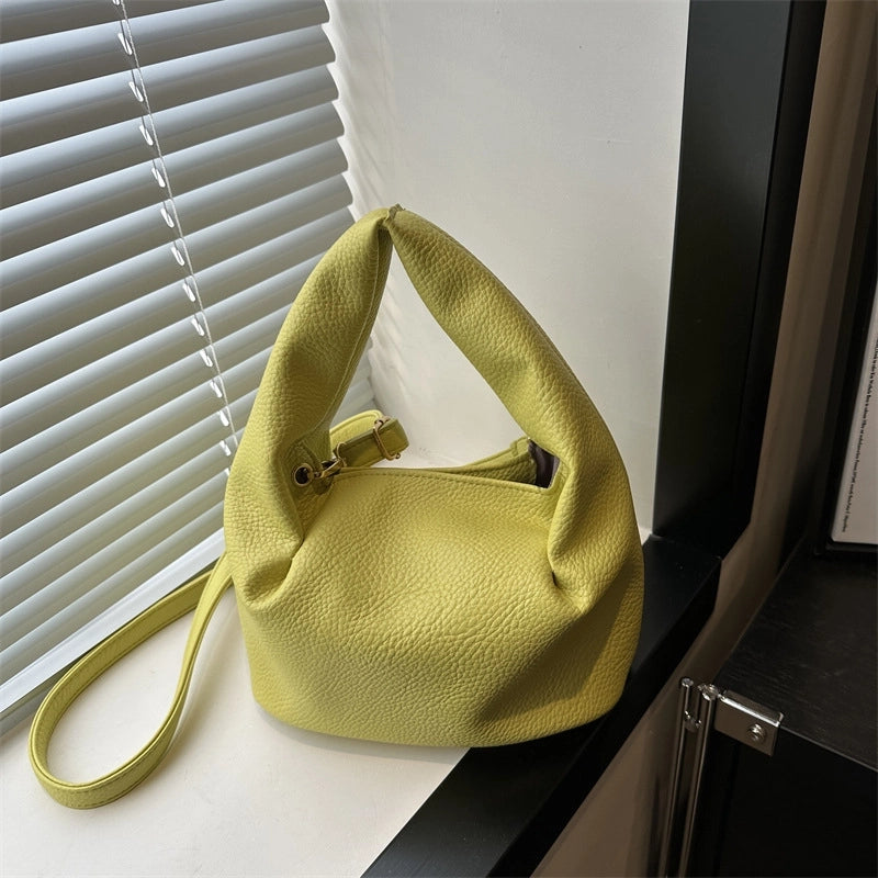 Women's Small Pu Leather Solid Color Streetwear Square Zipper Ruched Bag
