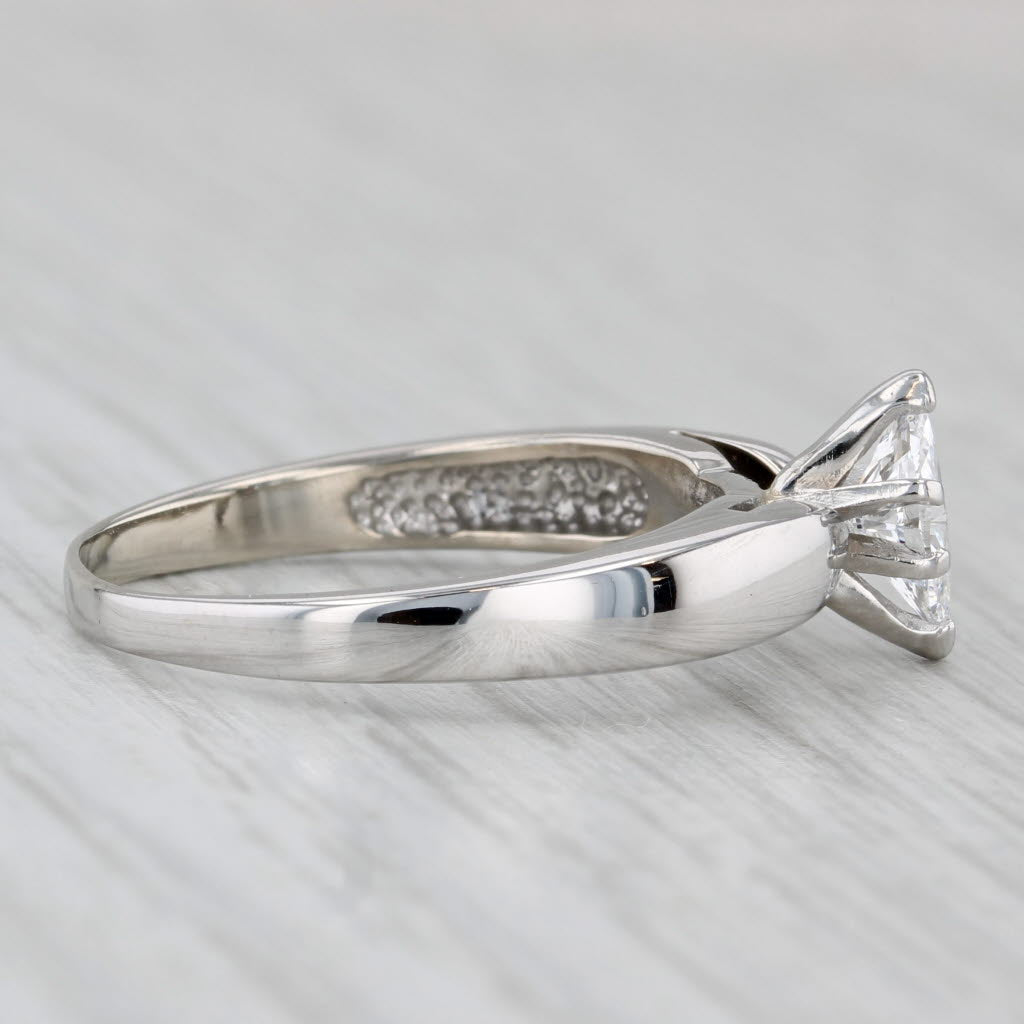0.52ct Marquise Diamond Solitaire Engagement Ring 14k White Gold Size 9 GGL GIA