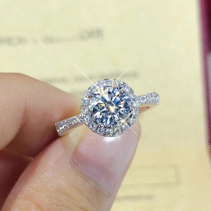Fashion Round Copper Plating Inlay Artificial Diamond Rings 1 Piece