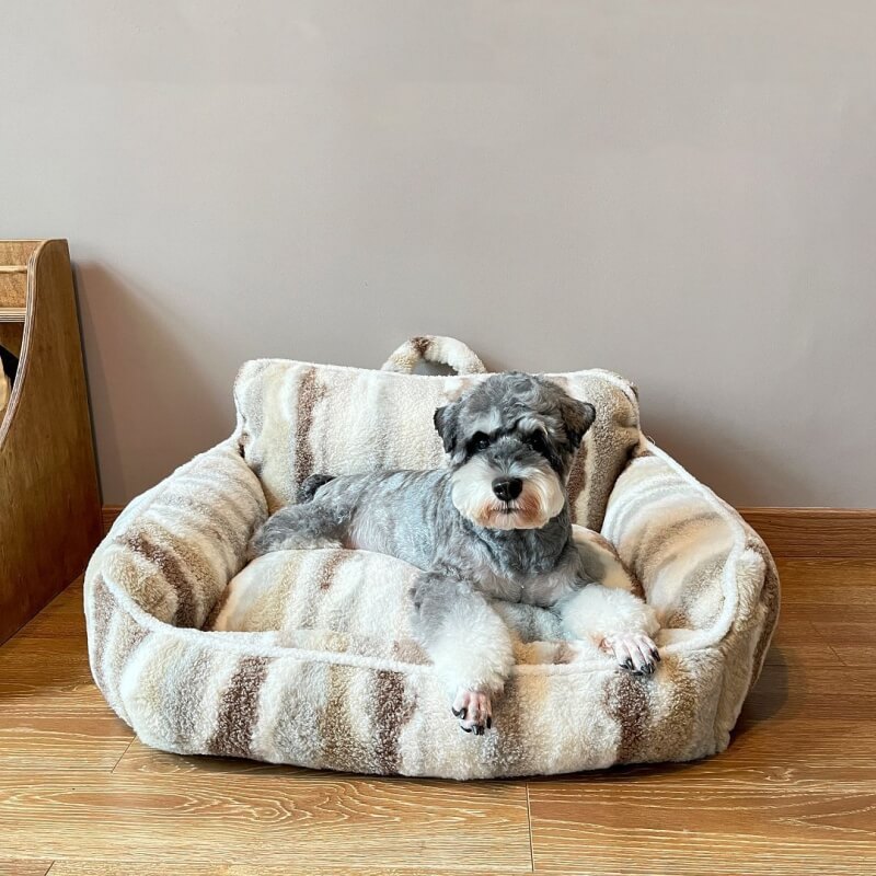 Luxury Lambswool Zebra Print Dog & Cat Sofa Bed