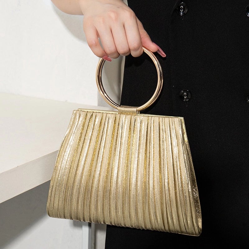 Black Gold Silver Pu Leather Solid Color Square Evening Bags