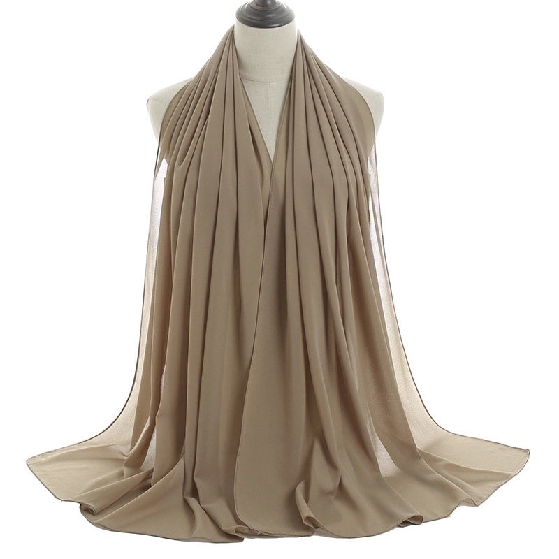 Women's Minimalist Solid Color Chiffon Cotton Linen Scarves