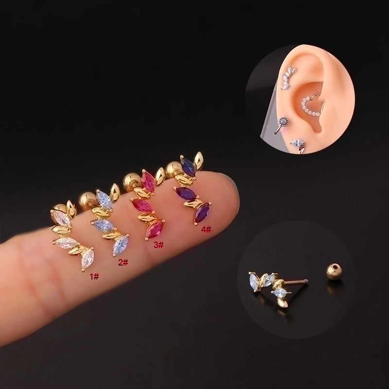 Ear Cartilage Rings & Studs Fashion Geometric 316L Stainless Steel  Copper Plating Inlay Zircon