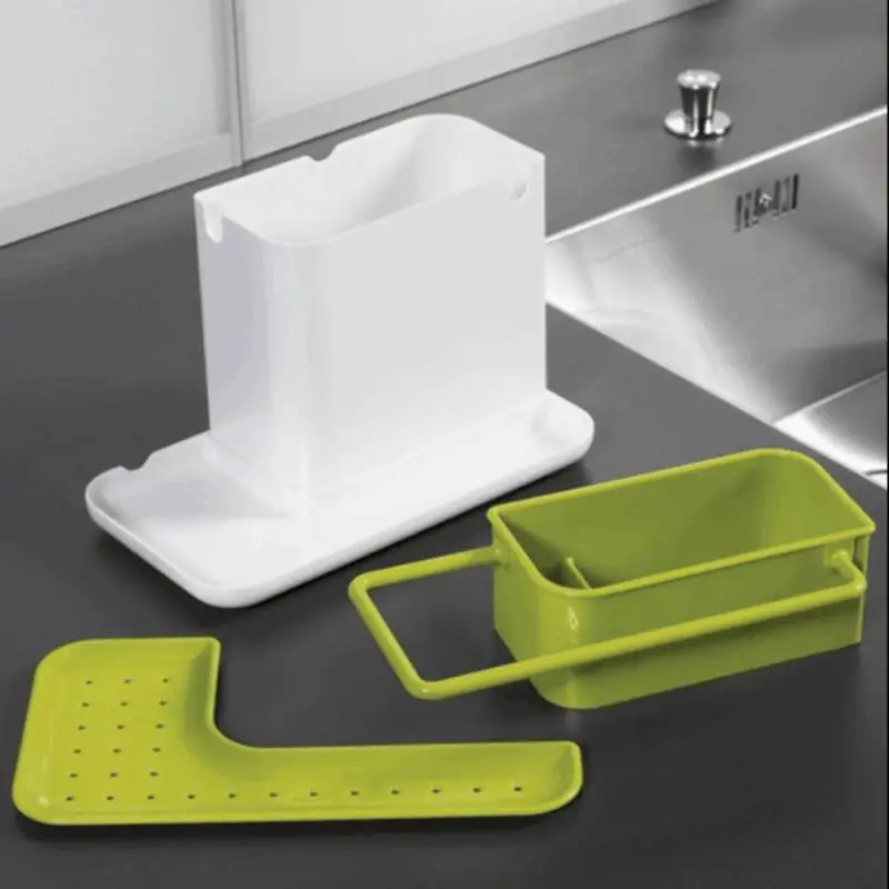 KITCHEN STORAGE DRAIN RACK SINK HOLDER SOAP & SPONGE ORGANIZER