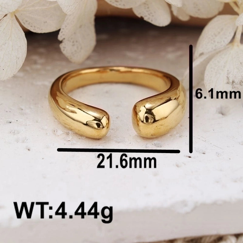 Princess Minimalist Solid Color 302 Stainless Steel 18K Gold Plated Rings