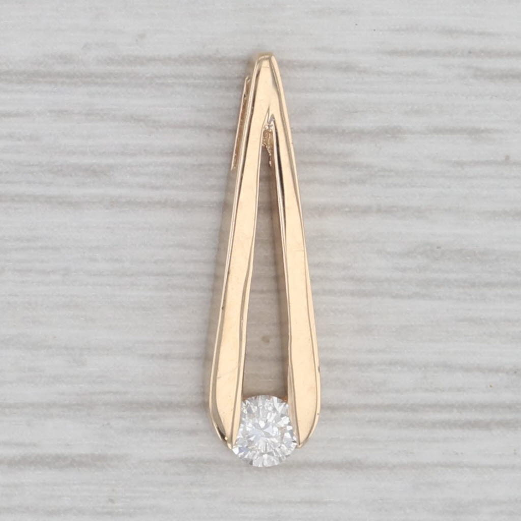 0.12ct Diamond Teardrop Solitaire Pendant 14k Yellow Gold
