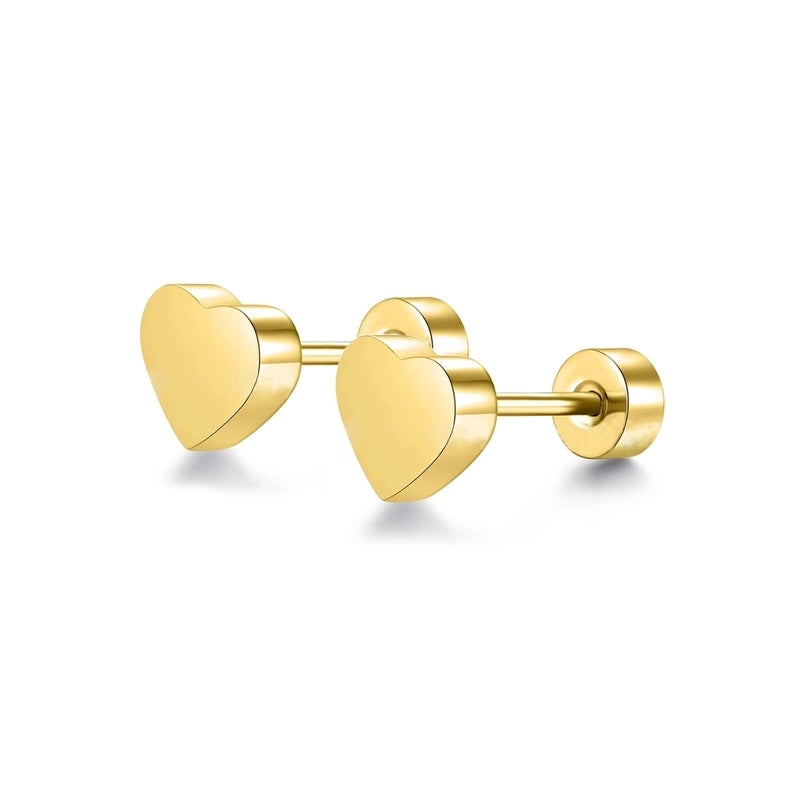 1 Pair Minimalist Moon Heart Shape Plating 304 Stainless Steel 18K Gold Plated Ear Studs