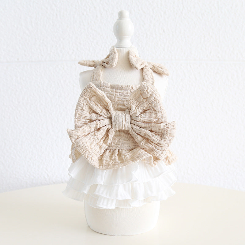 Sweet Big Bow Dog Cat Chiffon Dress