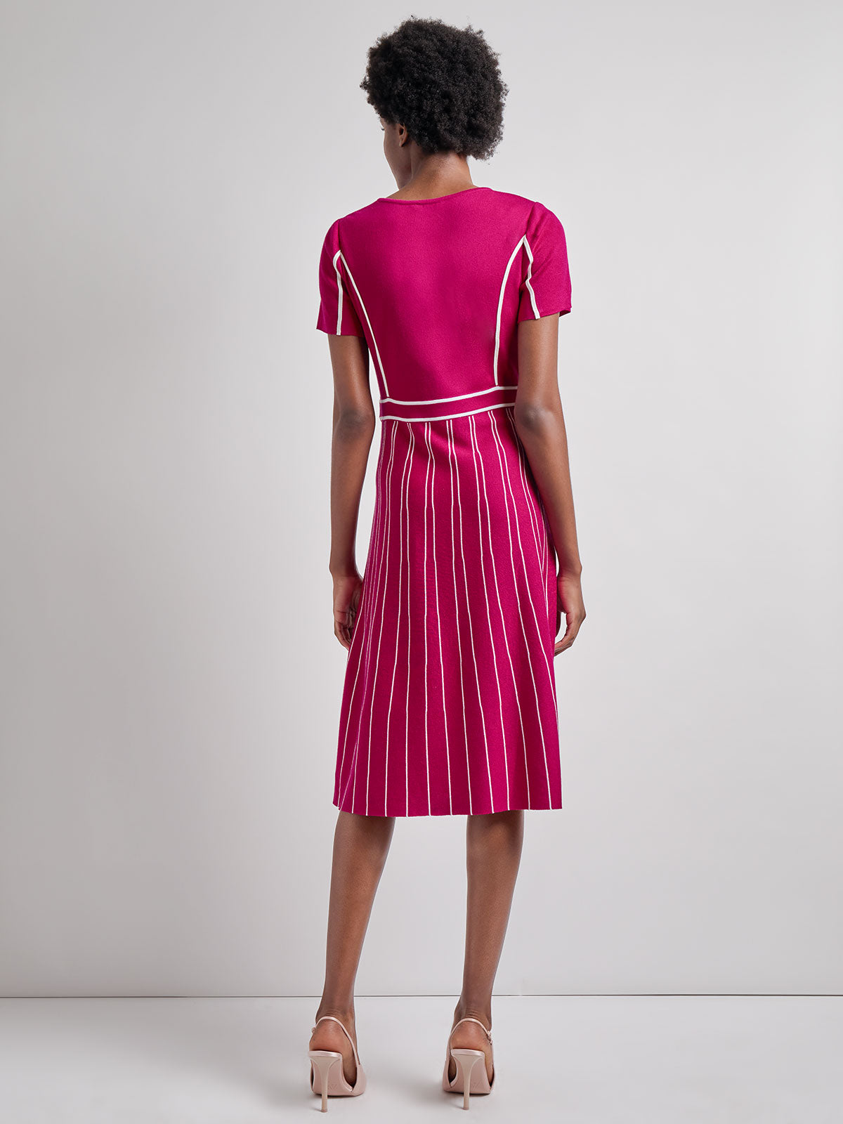 Contrast Stripe A-Line Soft Knit Dress - Modern Fit
