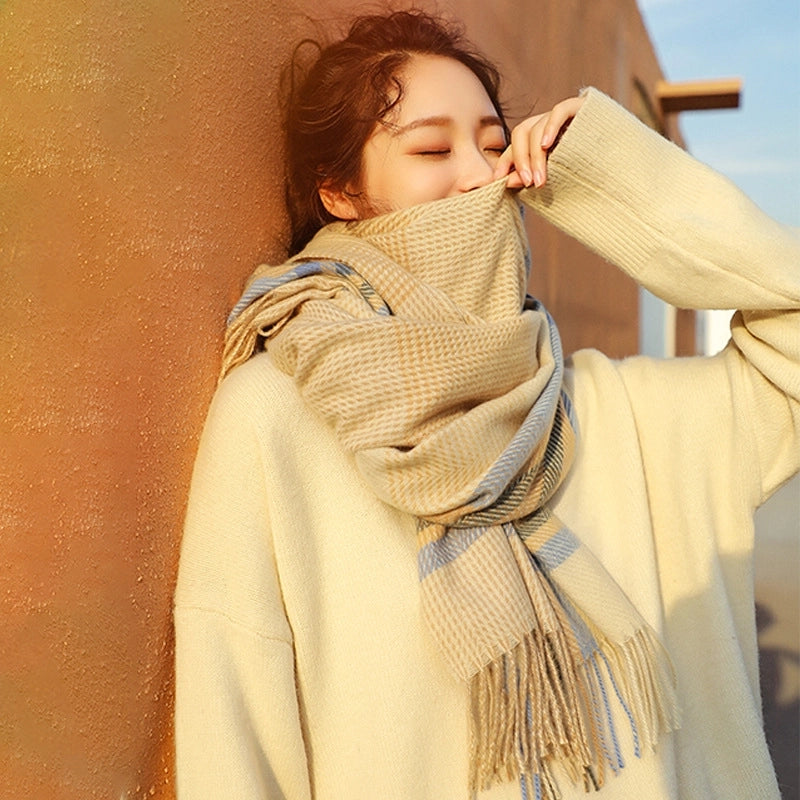 Cashmere Scarf New Winter Shawl Scarf Women's Thick Warm Tassel Scarf Scarf Winter Hair Generation