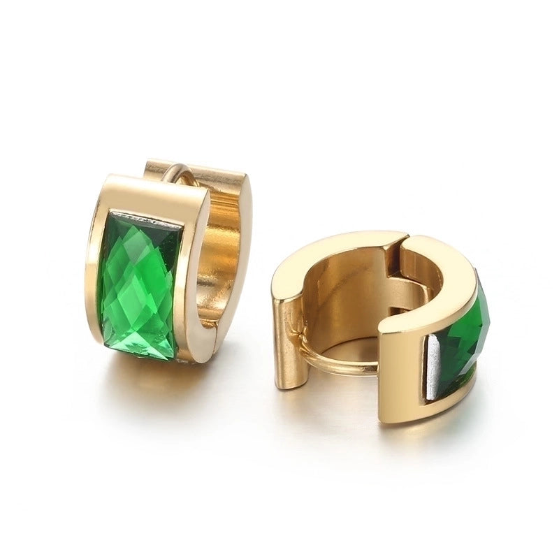 1 Pair Minimalist U Shape Plating Inlay Titanium Steel Glass 18K Gold Plated Earrings