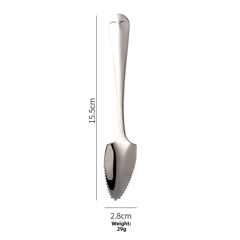 Infant 304 Stainless Steel Mud Scraping Spoon Baby Food Supplement With Serrated Fruit Dredging Spoon Creative With Hole Mud Pressing Spoon