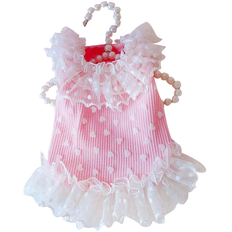 Heart Printed Lace Dog Cat Dress