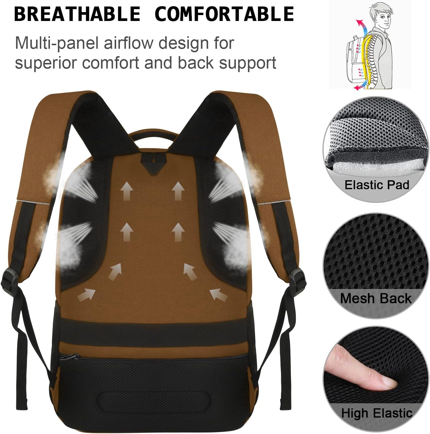 Laptop Backpack,Business Travel Anti Theft Slim Durable Laptops Backpack with USB Charging Port,Water Resistant College Computer Bag for Women & Men Fits 15.6 Inch Laptop and Notebook - Black