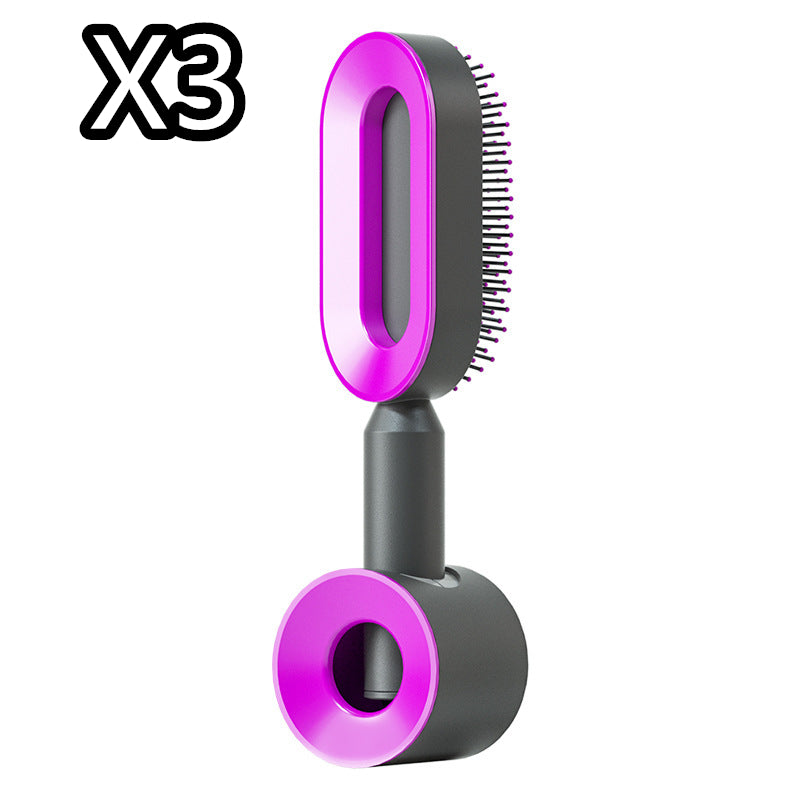 Self-cleaning hairbrush for women. One-button cleaning airbag to prevent hair loss