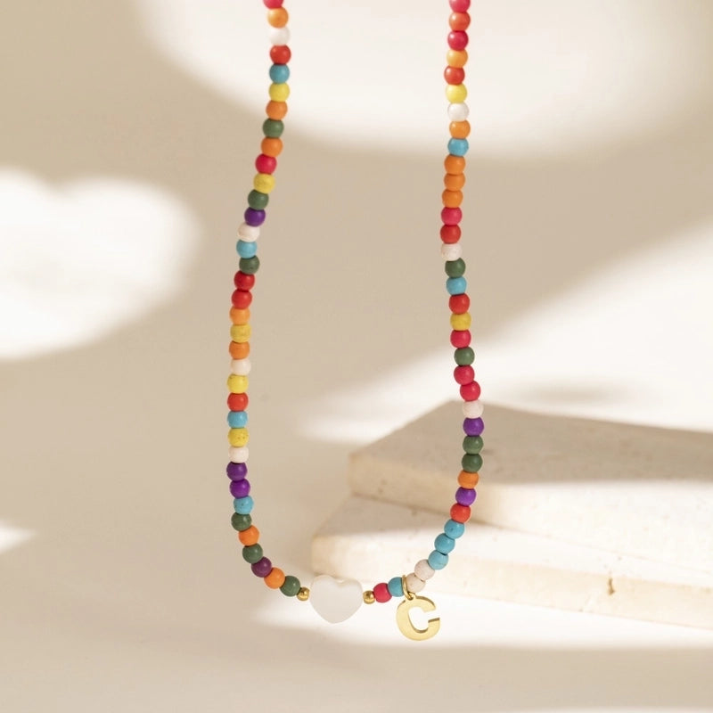 Cute Geometric 304 Stainless Steel Beaded Chain Pendant Necklace
