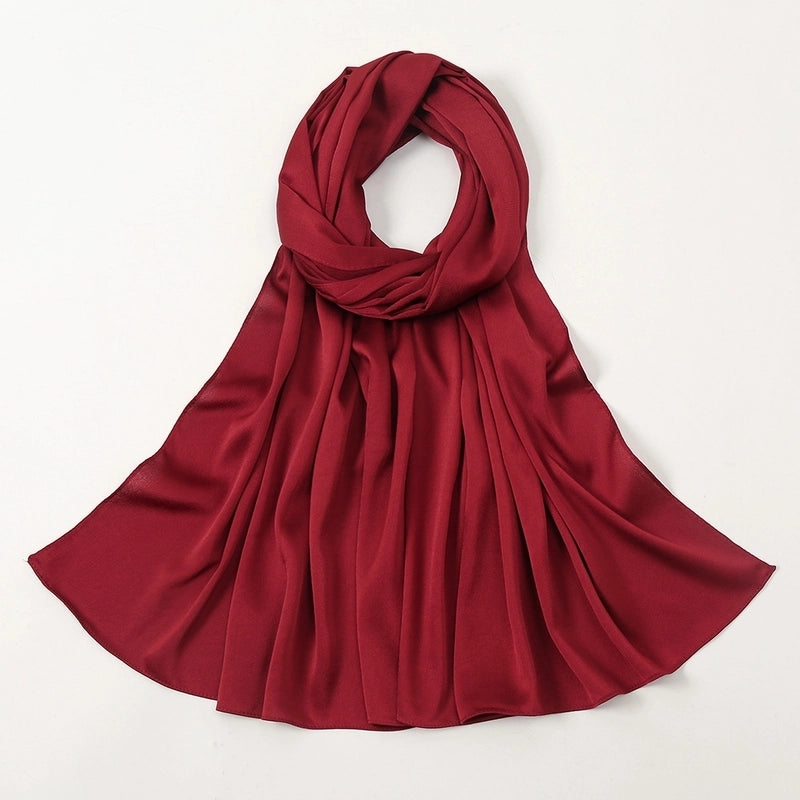 Women's Fashion Solid Color Satin Patchwork Cotton Linen Scarves