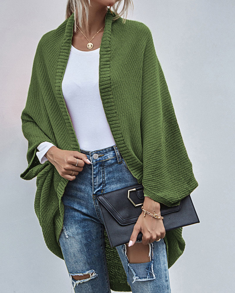 Contrasting shawl -colored knitted cardigan sweater jacket