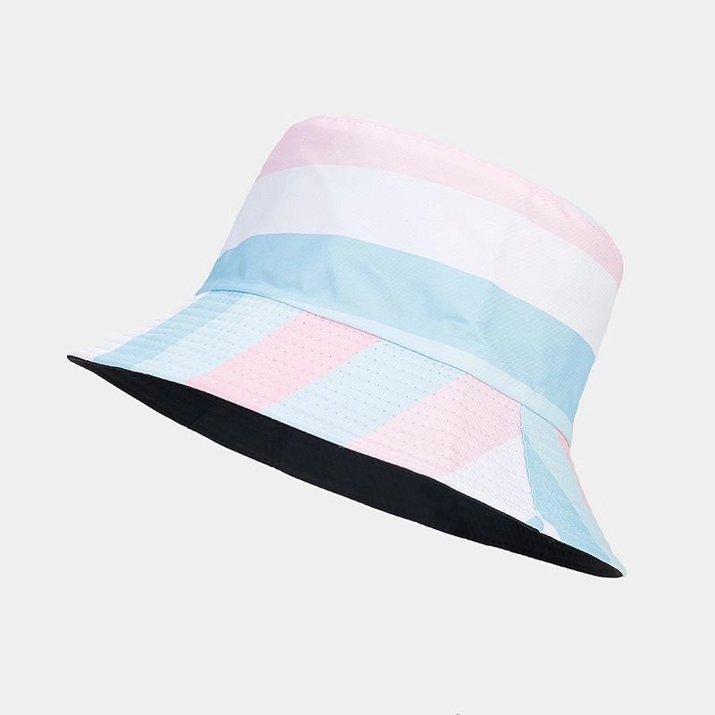 New Rainbow Pattern Double-sided Fisherman Hat Men's And Women's Fashion Internet Celebrity Outdoor Sunshade Hat Fashionable Basin Hat