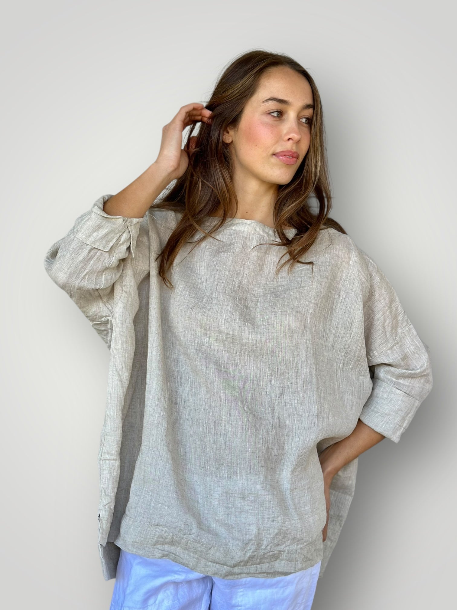 avril top - natural linen
