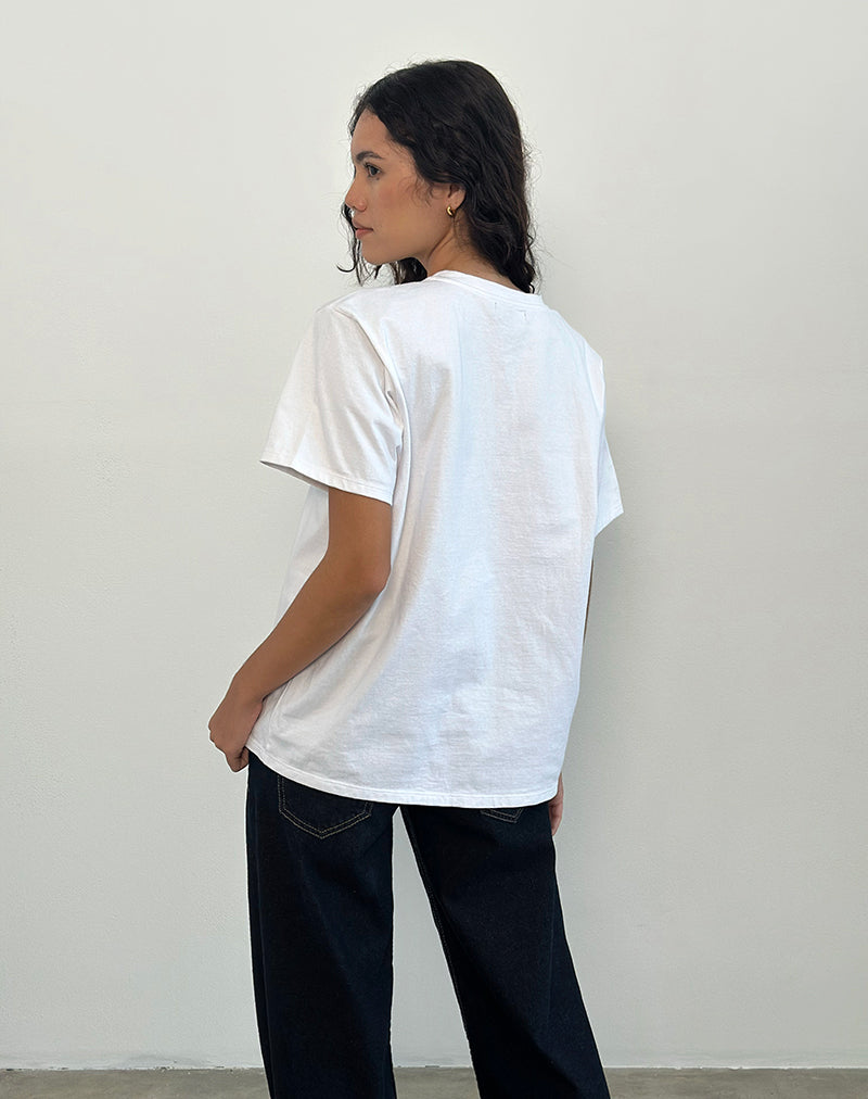 Oversized Basic Tee in White with Pisces Motel Pet