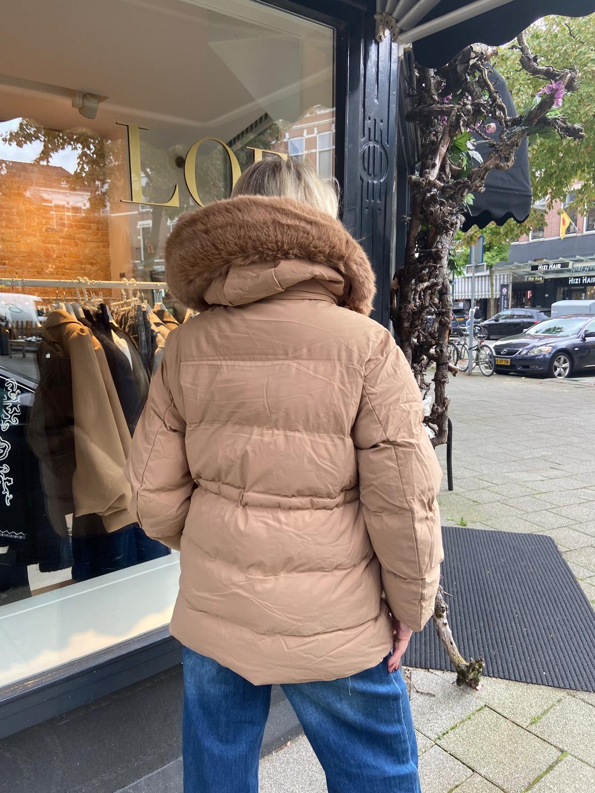 Maud Fake Fur Puffer Camel