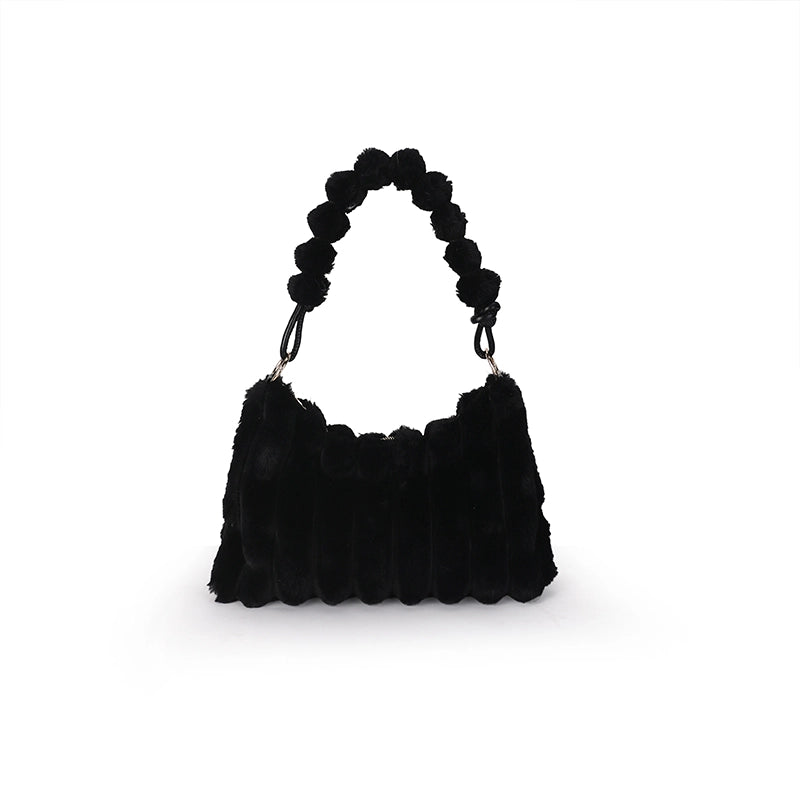 Plush Hand-Carrying Bag Large Capacity Trendy Furry Underarm Women's Bag Textured Tote Bag