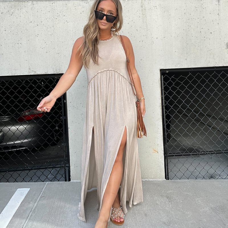 Slit Casual Simple Loose Maxi Long Dress(Buy 2 Free Shipping)