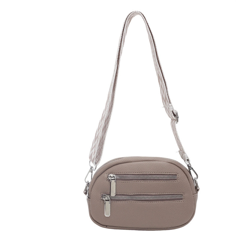 Women's PU Solid Color Elegant Basic Streetwear Sewing Thread Square Zipper Shoulder Bag