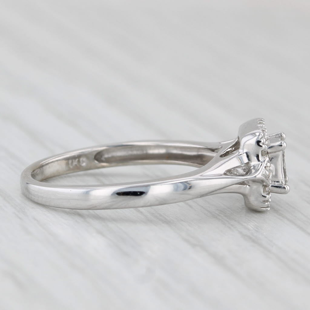 0.31ctw Princess Diamond Halo Engagement Ring 10k White Gold Size 6