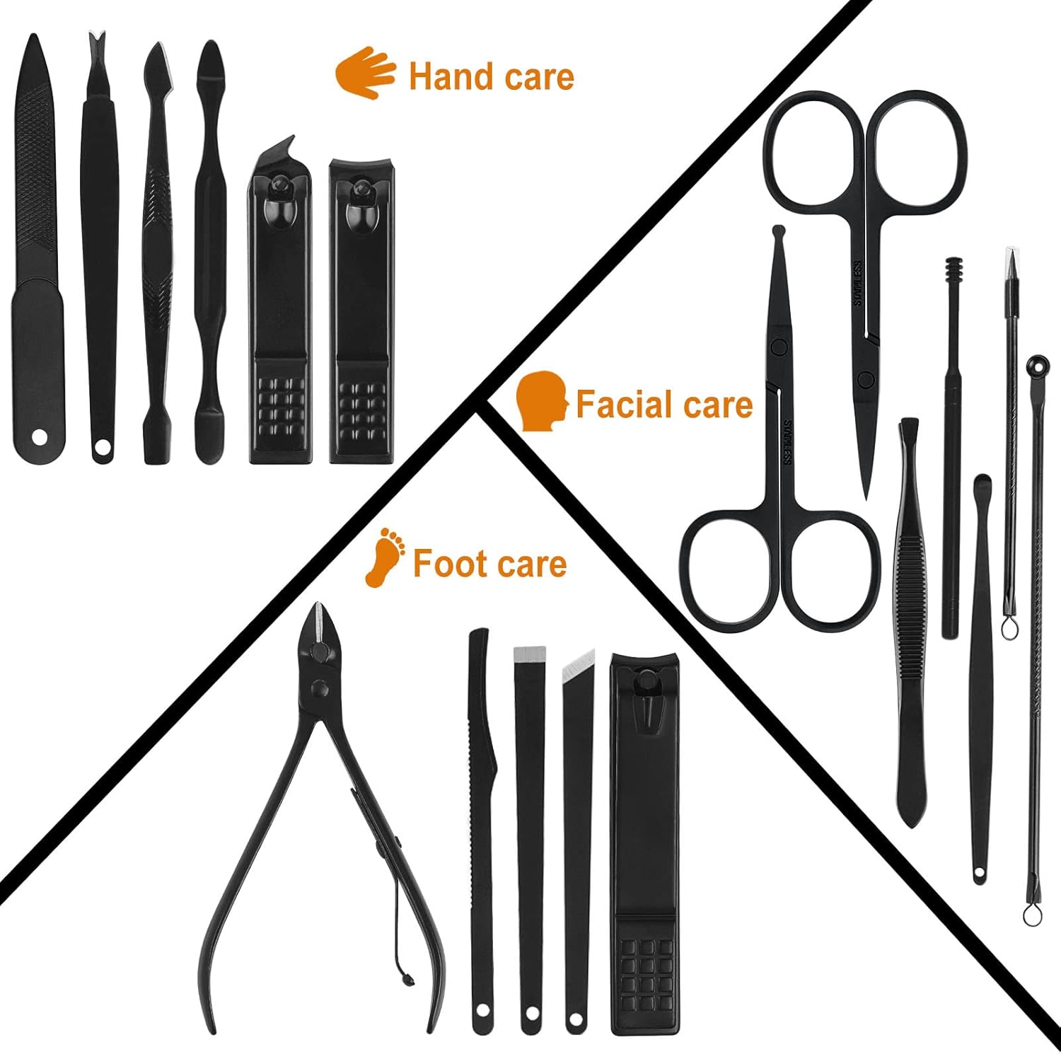 Manicure Set. 18 in 1 Professional Pedicure Kit Stainless Steel Personal Care Nail kit Manicure Portable Nail Clipper Set