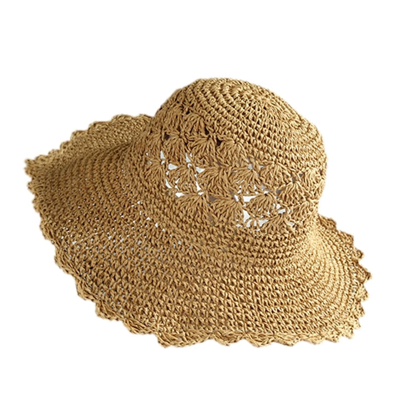 Women's Vacation Solid Color Flat Eaves Straw Hat