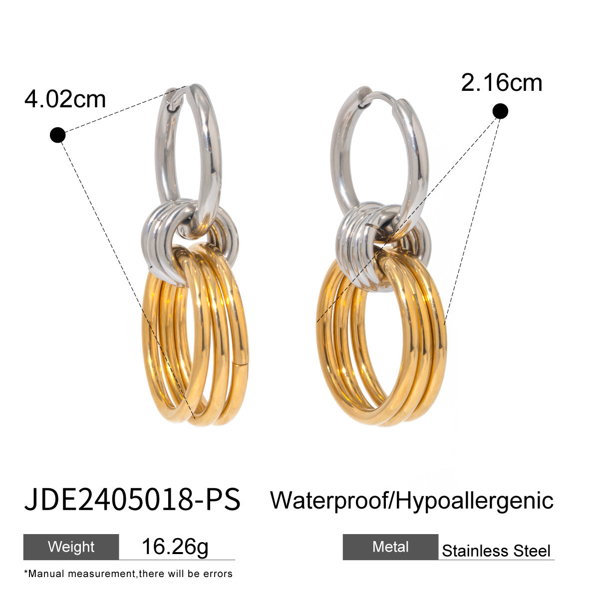 Stainless Steel Color Matching Circle Earrings Niche Ins Earrings Titanium Steel Earrings