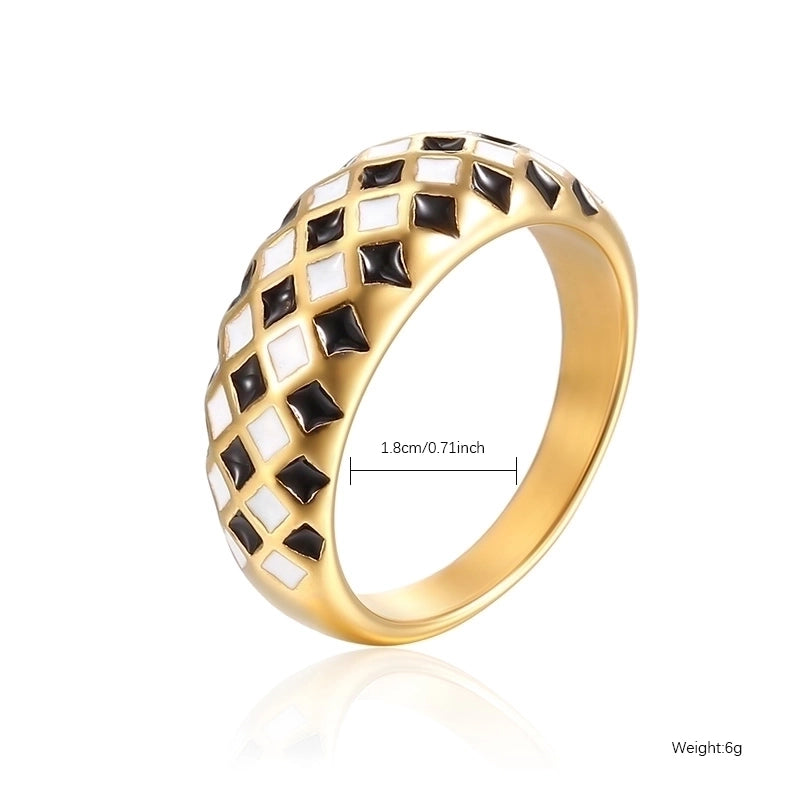 Elegant Minimalist Classic Style Round Stainless Steel Titanium Steel Gold Plated Polishing Plating Rings