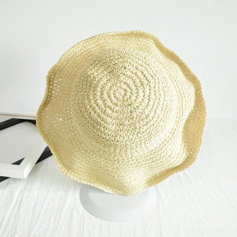 Women's Summer Hat Hand-woven Straw Hat Spring And Autumn Outdoor Sunshade Hat Beach Sunscreen Hat Foldable