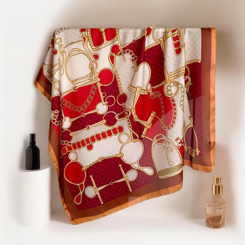 Women's Casual Elegant Minimalist Printing Satin Printing Silk Scarf