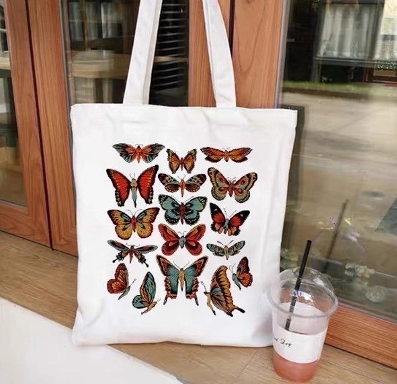 Women's Minimalist Artistic Animal Mushroom Butterfly Shopping Bags