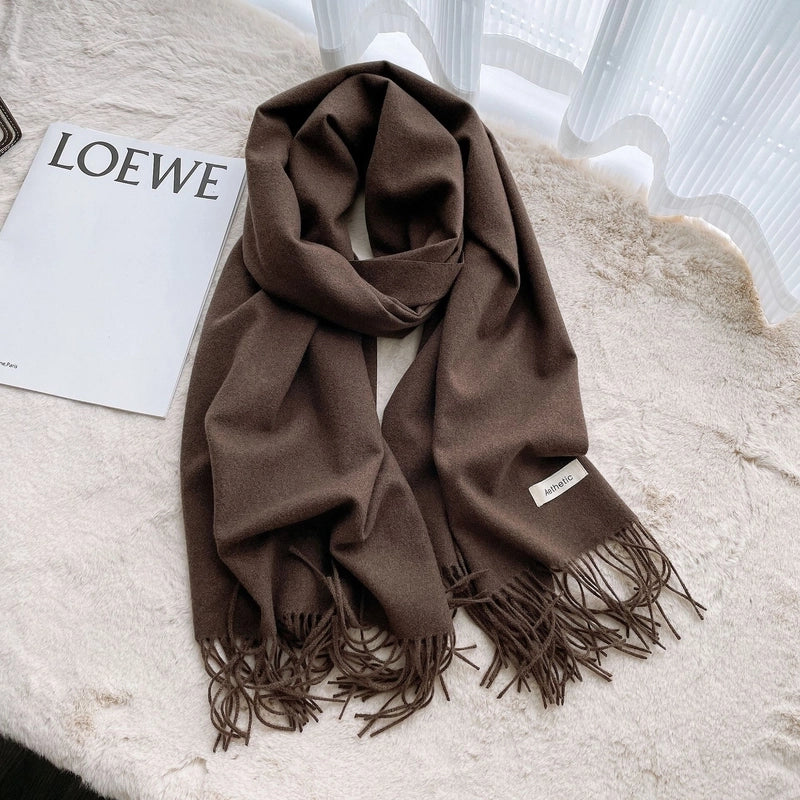 Autumn And Winter Solid Color Scarf New  Cashmere Scarf Women's Tassel Warm Large Shawl Scarf