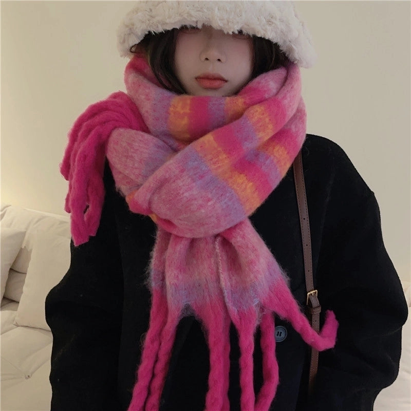 Women's Lady Minimalist Lattice Imitation Cashmere Scarf