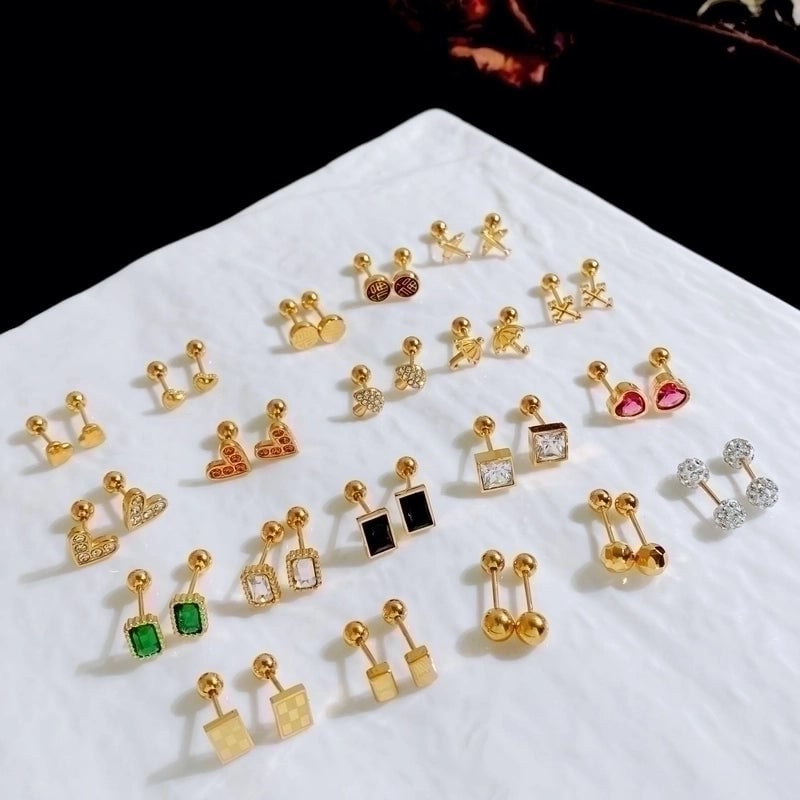 1 Pair Minimalist Heart Shape Plating Titanium Steel Gold Plated Ear Studs