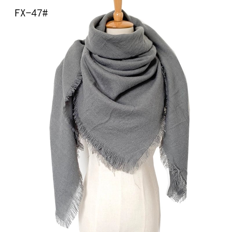Autumn And Winter New Scarf Cashmere Acrylic Black Beige Plaid Square Scarf Women's Shawl