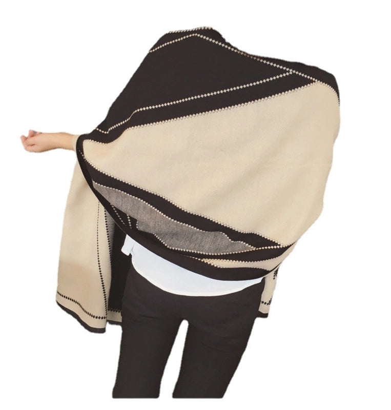 Scarf Women's Autumn And Winter Shawl Thickened Warm Neck Double-sided Extra Large Office Dual-use Long New