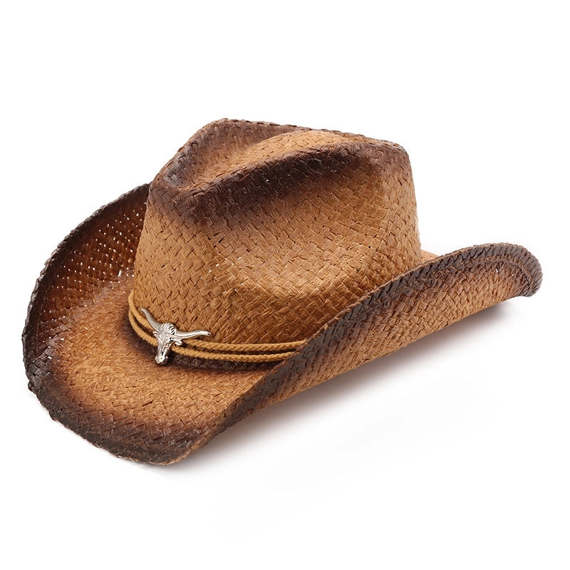 Western Cowboy Hat Rider Hat Sunshade Sun Protection Retro Style Straw Hat Spring And Summer New