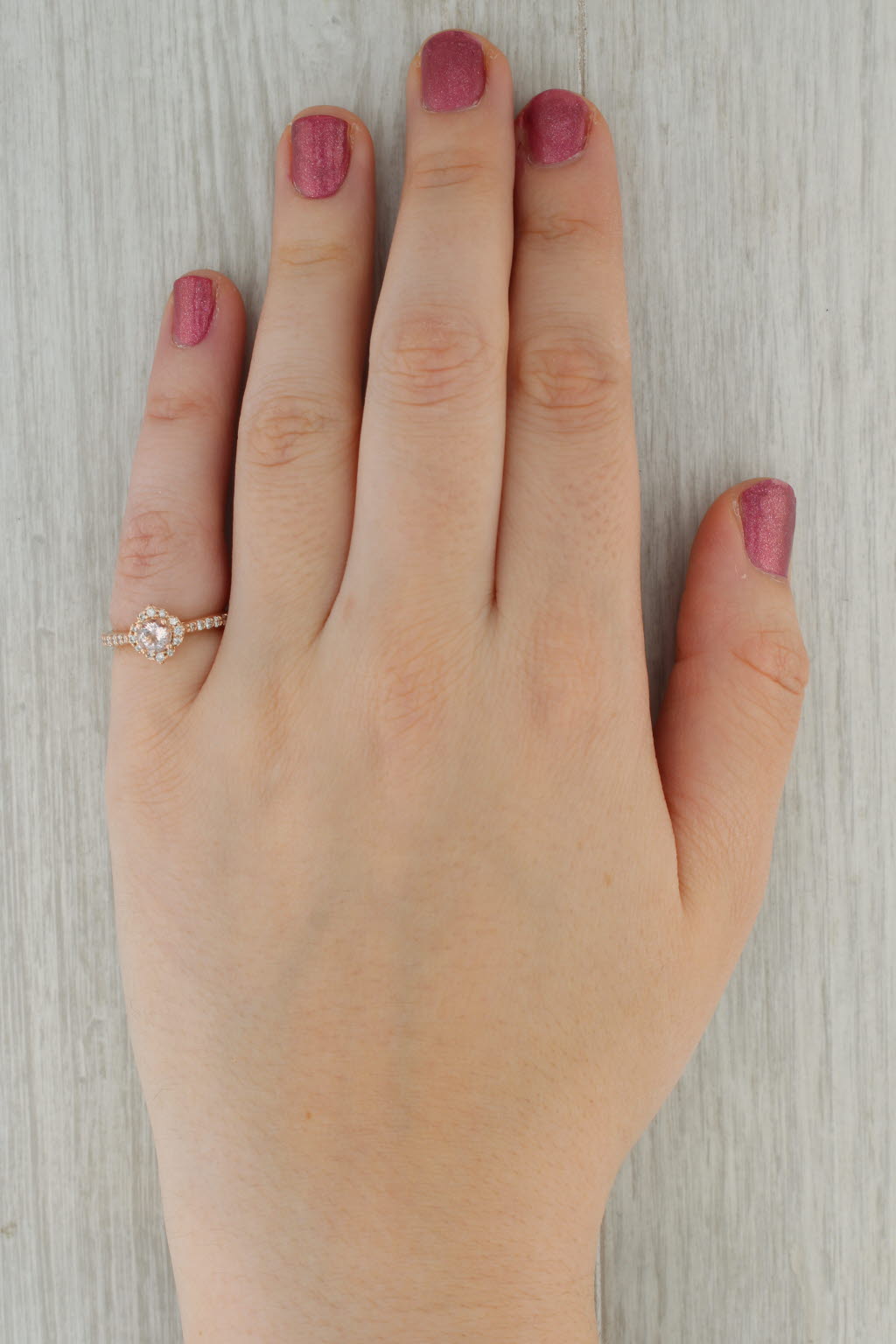 0.68ctw Morganite Diamond Halo Engagement Ring 14k Rose Gold Size 5.5