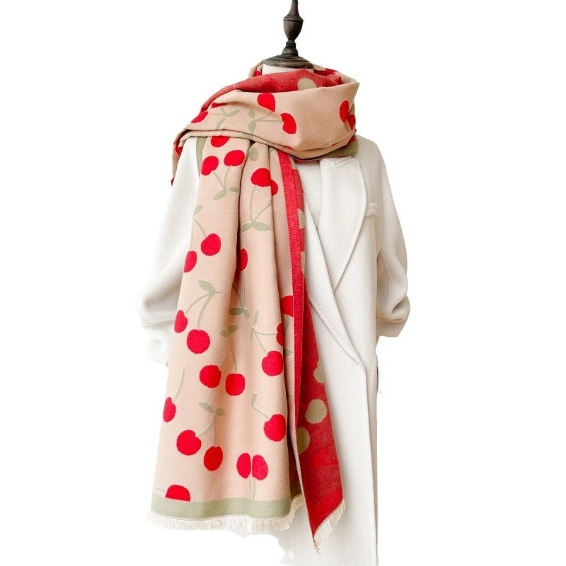 Women's Cute Sweet Cherry Polyester Scarf