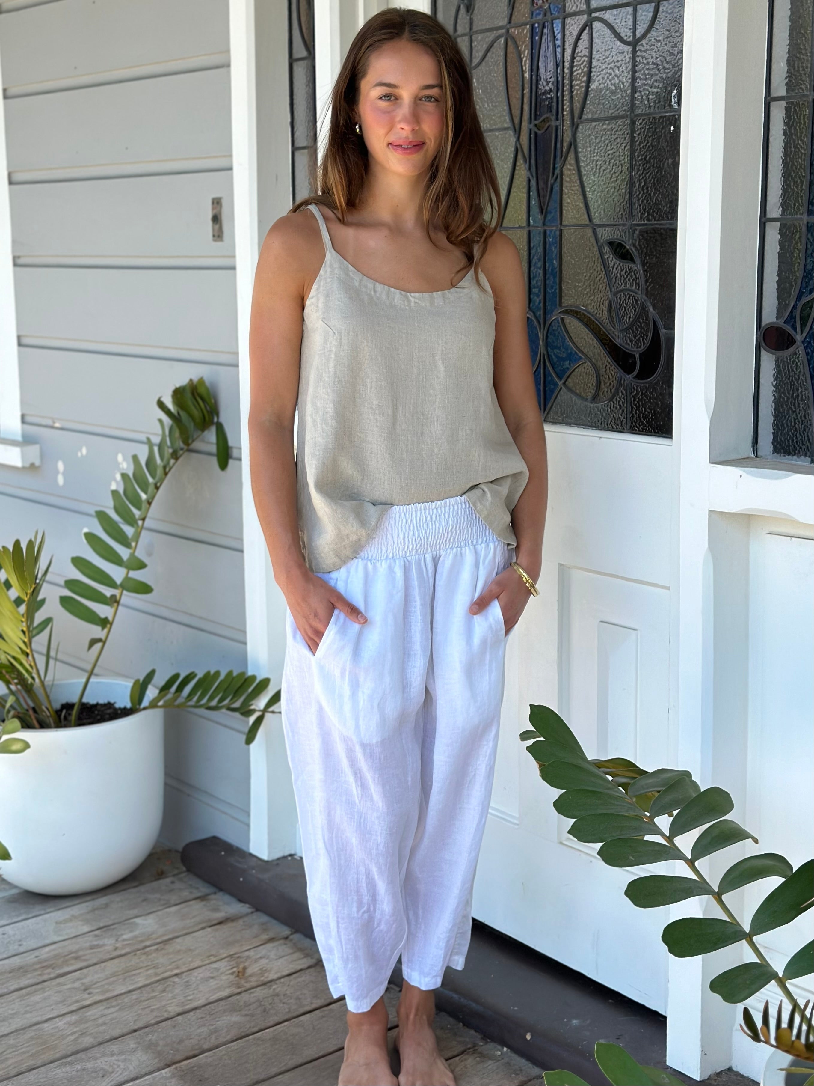 frankie pants-white linen