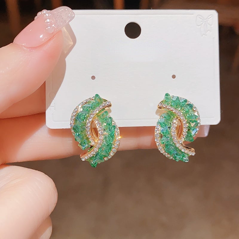 💖💕Fashion Cross Green Crystal Earrings