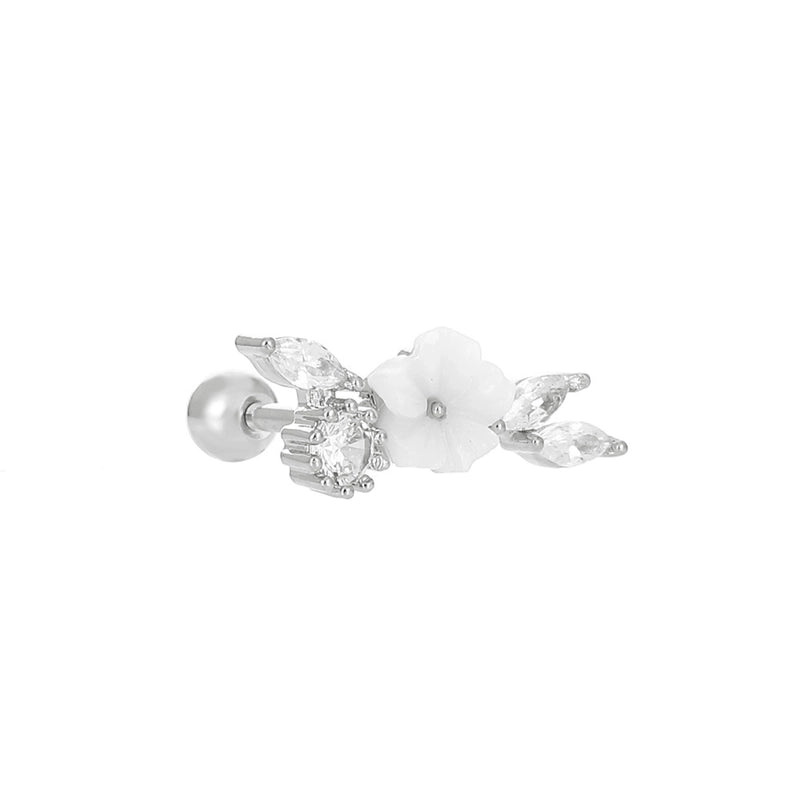Vintage Micro-set Zircon Butterfly Flower Feather Heart Copper Screw Earrings