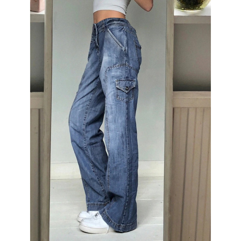 Patchwork Streetwear Baggy Jeans For Women
